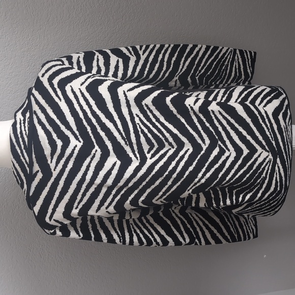 Chico's Size Small Black and White Stripe Silk Blend Sweater Silver Buttons - Picture 3 of 5